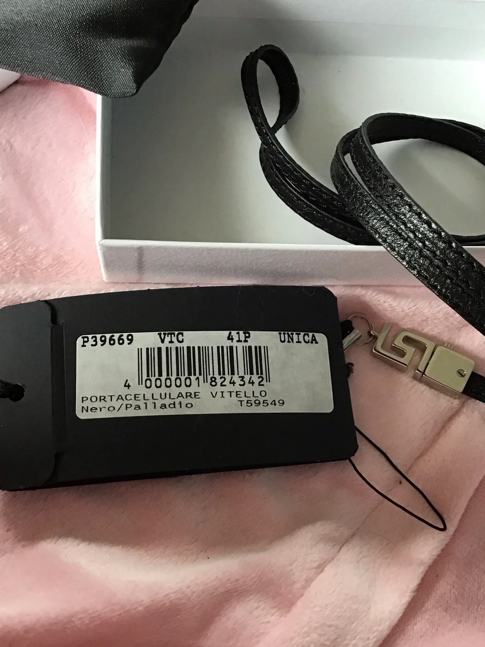 New Versace Black Leather Strap For Mobile Phone 💯 Authentic